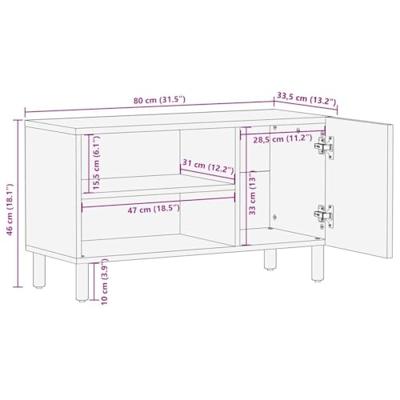 Tv-meubel 80x33,5x46 cm massief ruw mangohout zwart