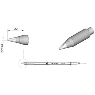 JBC Tools C245742 Soldeerpunt Beitelvorm, recht Grootte soldeerpunt 0.3 mm Lengte soldeerpunt: 8.5 mm Inhoud: 1 stuk(s)