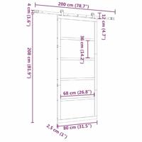 Schuifdeur Bruin 80 x 208 cm Massief grenenhout - thumbnail