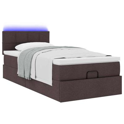 Ottoman bed met matras en LED's 120x190 cm stof donkerbruin