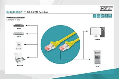 Digitus DK-1644-050/Y RJ45 Netwerkkabel, patchkabel CAT 6 S/FTP 5.00 m Geel Halogeenvrij, Verdraaide paren, Snagless, Vlambestendig 1 stuk(s)