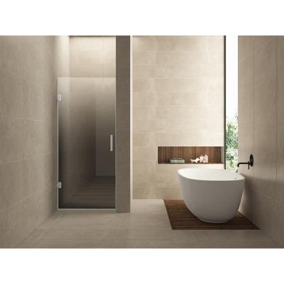 Wiesbaden Less Nisdeur Links - 800x2000x8mm - Nano - Spiegelrook naar Helder Glas - Chroom