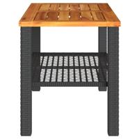 Tuintafel 70x38x42 cm poly rattan en acaciahout zwart - thumbnail
