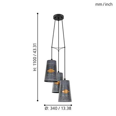 Eglo 3-lichts hanglampHoneybourne zwart - 43108