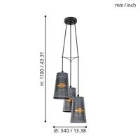 Eglo 3-lichts hanglampHoneybourne zwart - 43108 - thumbnail