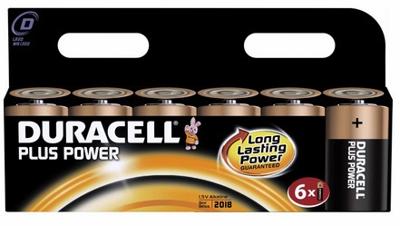 Duracell Plus Power Alkalinebatterijen, type D, 6 stuks