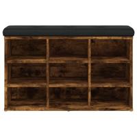 Schoenenbank 82x32x50 cm bewerkt hout gerookt eikenkleurig - thumbnail