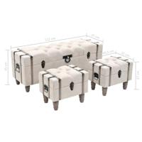 Opbergbankenset 112x37x45 cm massief hout en staal 3-delig - thumbnail