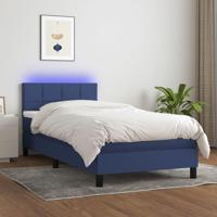 Boxspring met matras en LED stof blauw 100x200 cm - thumbnail