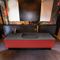 Badkamermeubelset Mondiaz Erin 150 cm met 1 Lade met RIDGE Wastafel Midden Dark grey met 1 kraangat Greeploos Mat Fire - thumbnail