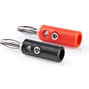 Banaanstekkerset | Banaanstekker, Male - 4 Stuks | Zwart/Rood