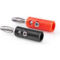 Banaanstekkerset | Banaanstekker, Male - 4 Stuks | Zwart/Rood - thumbnail