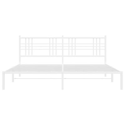Bedframe met hoofdbord metaal wit 200x200 cm