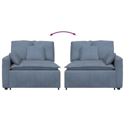 Modulaire bank Armleuning eindmodule met kussens 100 cm blauw