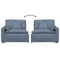 Modulaire bank Armleuning eindmodule met kussens 100 cm blauw - thumbnail