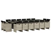 17-delige Tuinset met kussens poly rattan lichtgrijs - thumbnail