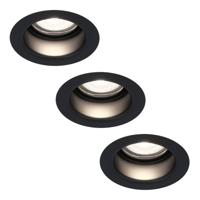 Set van 3 Mari LED inbouwspots verzonken - 4 Watt 345 Lumen - 6500K daglicht wit - GU10 - Dimbaar - Rond - IP64 Waterdicht - Zwart - Anti-glare - thumbnail
