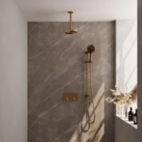 Brauer Gold Edition Thermostatische Regendoucheset Inbouw - Hoofddouche 20 cm - Met Drukknoppen - Handdouche 3 Standen - Doucheslang - Geintegreerde Glijstang - Geborsteld Goud - thumbnail