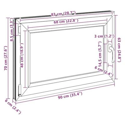 Kelderraam "RISOR" 90x70 cm draai-kiep DIN links wit
