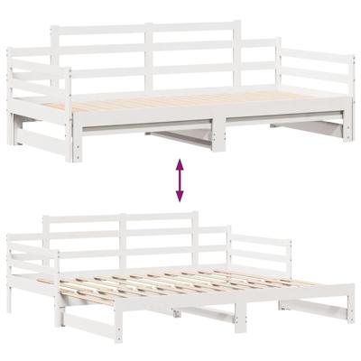 Slaapbank met onderschuifbed/lades zonder matras 90x190 cm wit - thumbnail