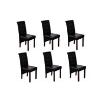Eetkamerstoelen 6 st kunstleer zwart - thumbnail