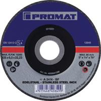 Promat/Tecwerk Afbraamschijf | INOX | D125xS6mm | gebogen RVS | gat 22,23 mm - 4000841326 - thumbnail