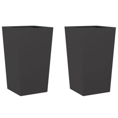 Plantenbakken 2 st 45x45x75 cm staal zwart