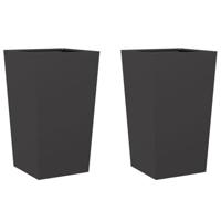 Plantenbakken 2 st 45x45x75 cm staal zwart - thumbnail
