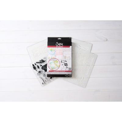 Sizzix • studio stamps set 17pcs & 3pcs stencils nature by vic hollins