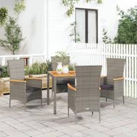 5-delige Tuinset met kussens poly rattan grijs - thumbnail