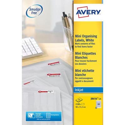 Etiket avery j8656-25 46x11.1mm wit 2100st Etiket avery j8656-25 46x11.1mm wit 2100st