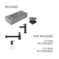 Differnz Jax fonteinset beton donkergrijs kraan recht mat zwart 42 x 18.5 x 9 cm - thumbnail