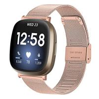 By Qubix - Compatible met Fitbit Versa 3/4 & Sense 1/2 - Milanese bandje met klemsluiting - Champagne goud - Compatible fitbit bandje - thumbnail