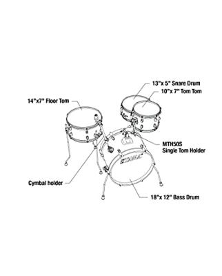 Tama LJK48S-AQB Club Jam Aqua Blue 4-delige shellset - thumbnail