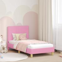 Bedframe voor kinderen met hoofdbord Roze 80 x 160 cm Stof - thumbnail