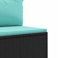 6-delige Loungeset met kussens poly rattan zwart - thumbnail