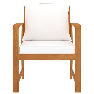 Tuinstoelen 2 st met crmekleurig kussen massief acaciahout - thumbnail