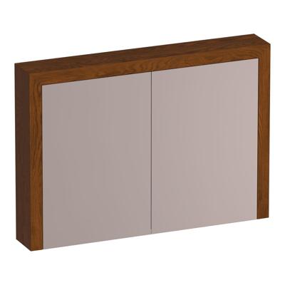 Brauer Rise Spiegelkast 100 cm - zonder Verlichting - Met 2 Dubbelzijdige Spiegeldeuren - Lamellen Eiken Bruin