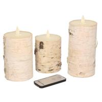 Kaars berk wit bewegende vlam 3 st 7,5x10/12,5/15 cm b.o. Anna's Collection - Annas collection - thumbnail