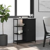 Dressoir 70x30x80 cm bewerkt hout zwart - thumbnail
