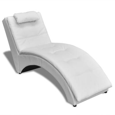 Chaise longue met kussen kunstleer wit Chaise longue met kussen kunstleer wit