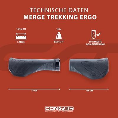 CONTEC handvatten "merge trekking ergo" ct grips merge trekking ergo,96/140mm,black