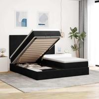 Ottoman bed met matrassen 160x200cm fluweel zwart - thumbnail