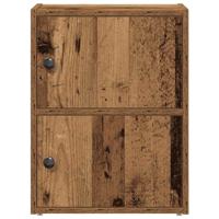 Boekenkast 40x24x52 cm bewerkt hout oud houtkleurig - thumbnail