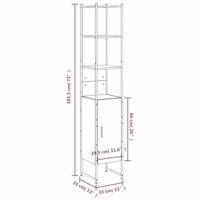 Badkamerkast 33x33x185,5 cm bewerkt hout grijs sonoma eiken - thumbnail