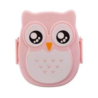 Cartoon Uil patroon lunch box voedsel container picknick opbergdoos Portable Bento box (roze)