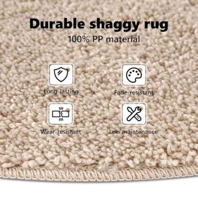 VidaXL Antislip shaggy tapijt crème 120 x 120 cm pp