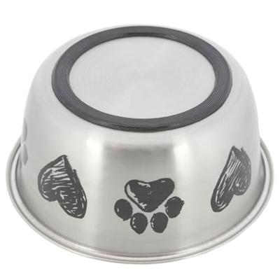 TRIXIE VOERBAK HOND PRINT SCHETS HART POOTJE GEPOEDERCOAT 2 LTR 20 CM