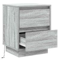 Nachtkastje met lade 2 pcs Grijs 39 x 34.5 x 50 cm Bewerkt hout - thumbnail