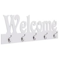 VidaXL Wandkapstok welcome 74x29,5 cm wit - thumbnail